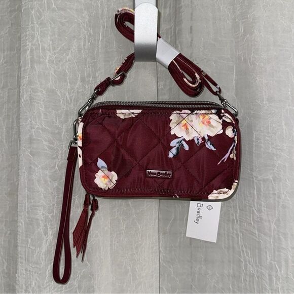 Vera Bradley RFID Blooms and Branches Burgundy Floral Crossbody Wallet Bag Purse - Picture 5 of 16